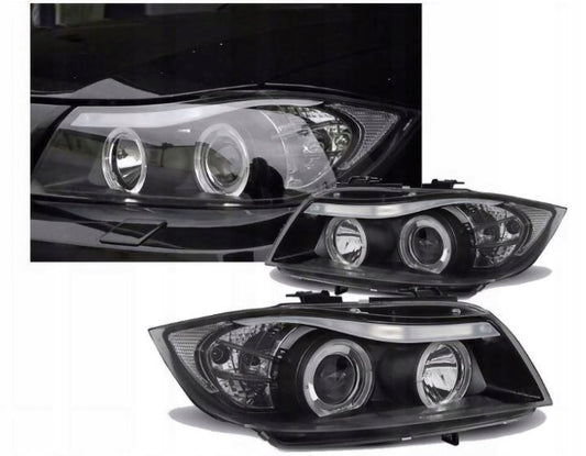 Priekiniai žibintai BMW 3 serijai E90 / E91 (2005–2008) su „Angel Eyes“ žiedais